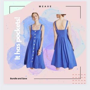 NWOT ANTHROPOLOGIE Maeve Seer Sucker Rosemary Midi blue Dress Size